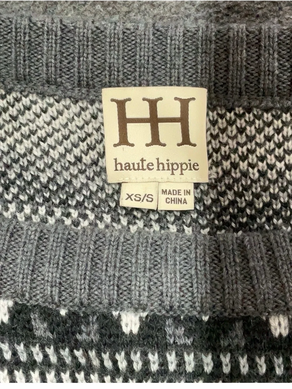 Haute Hippie Fair Isle Merino Wool Geometric Knit Sweater
